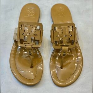 Tory Burch Miller Patent Leather Size 10M in tan color with shiny smooth finish